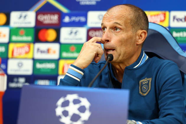 Napoli’s head coach Massimiliano Allegri During the Napoli-Bodo Glimt Champions League press conference, PK, Pressekonferenz in the press room at the Diego Armando Maradona Stadium on October 19, 2026.  Copyright: xAlessandroxGarofalo LaPressex