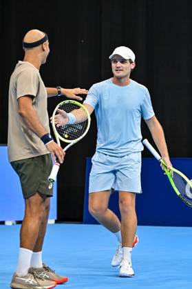 Bart Stevens of The Netherlands, Sadio Doumba of France pictured in action during the European Open ATP, Tennis Herren tennis tournament in Brussels, on 19 October. This year s edition of the tournament is taking place from 17 to 25 October DAVIDxPINTENS  x190297804x