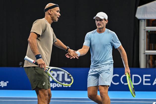 Bart Stevens of The Netherlands, Sadio Doumba of France pictured during the European Open ATP, Tennis Herren tennis tournament in Brussels, on 19 October. This year s edition of the tournament is taking place from 17 to 25 October DAVIDxPINTENS  x190297819x
