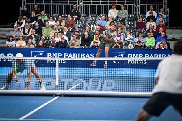 Sadio Doumba of France pictured in action during the European Open ATP, Tennis Herren tennis tournament in Brussels, on 19 October. This year s edition of the tournament is taking place from 17 to 25 October DAVIDxPINTENS  x190297906x