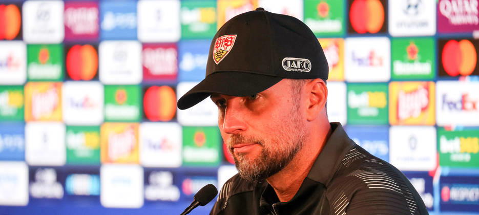 19.10.2026, Stuttgart, Fußball UEFA Champions League, Saison 2026-2027, VfB Stuttgart Pressekonferenz, VfB Trainer Sebastian Hoeneß