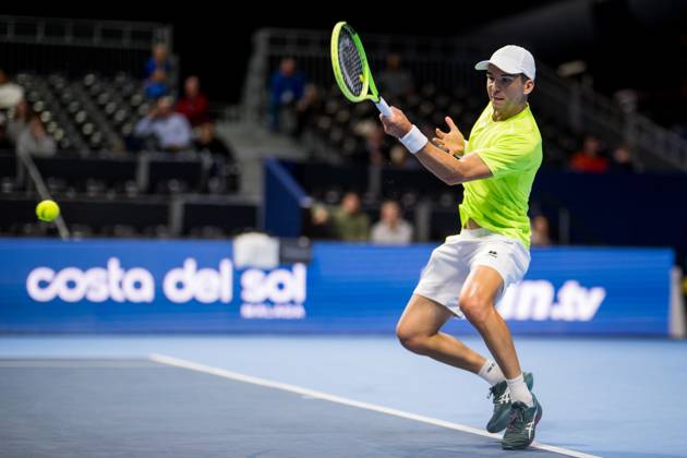Andrea Guerrieri of Italy pictured in action during the European Open ATP, Tennis Herren tennis tournament in Brussels, on Monday 19 October. This year s edition of the tournament is taking place from 17 to 25 October JASPERxJACOBS  x190304913x