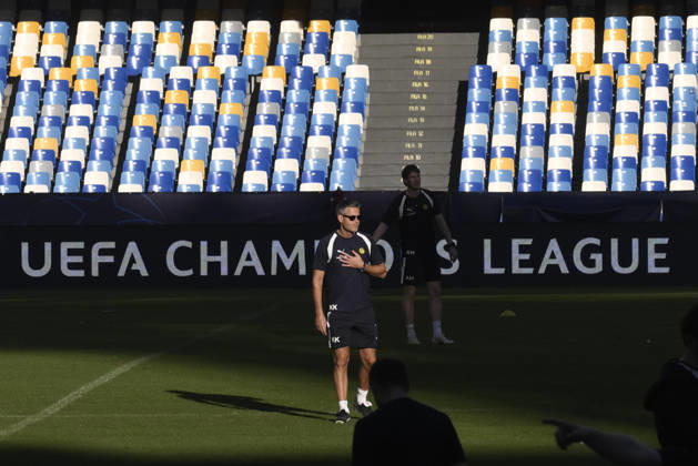 October 19, 2026, Napoli: Bodo Glimt s head coach Kjetil Knutsen attends a training session at ˜Diego Armando Maradona™ stadium™ in Naples ( Italy) , 19 october 2026. Ssc. Bodo-Glimt will face Ssc Napoli in their UEFA Champions League match on 20 october 2026. ANSA CIRO FUSCO. UEFA Champions League - Napoli Vs Bodo-Glimt  - ZUMAa110 20261019_zaf_a110_018 Copyright: xCiroxFuscox