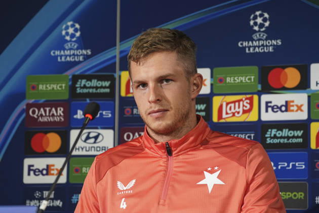 Ahead of Fenerbahce v Slavia Prague - UEFA Champions League ISTANBUL, TURKIYE - OCTOBER 19 : Slavia Prague s player David Zima attends a press conference, PK, Pressekonferenz at Chobani Stadium ahead of the UEFA Champions League matchday 3 fixture against Fenerbahce on October 19, 2026 in Istanbul, Turkiye. Beyza Comert Anadolu Istanbul Turkey. Editorial use only. Please get in touch for any other usage.  Copyright: x2026xAnadoluxBeyzaxComertx