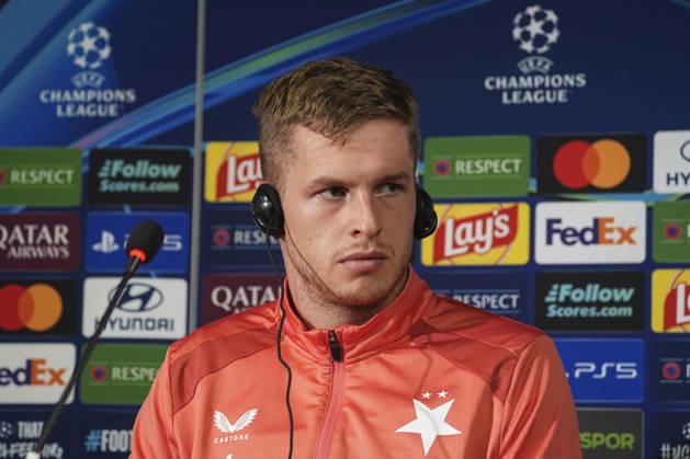 Ahead of Fenerbahce v Slavia Prague - UEFA Champions League ISTANBUL, TURKIYE - OCTOBER 19 : Slavia Prague s player David Zima attends a press conference, PK, Pressekonferenz at Chobani Stadium ahead of the UEFA Champions League matchday 3 fixture against Fenerbahce on October 19, 2026 in Istanbul, Turkiye. Beyza Comert Anadolu Istanbul Turkey. Editorial use only. Please get in touch for any other usage.  Copyright: x2026xAnadoluxBeyzaxComertx
