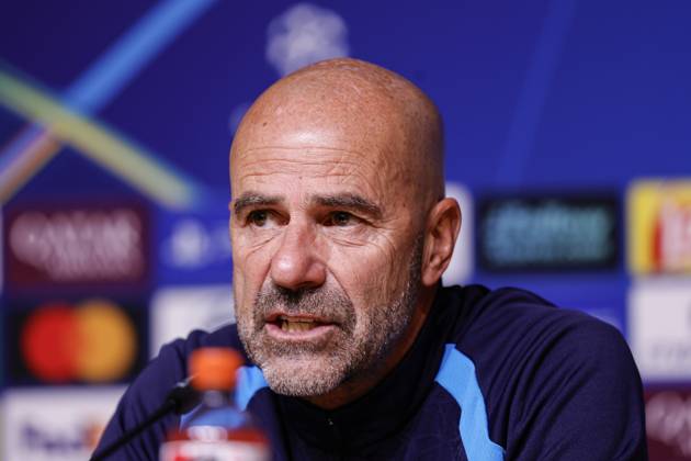 PORTO , 19-10-2026 , Estadio do Dragao , season 2026 2027 , UEFA Champions League football , press conference, PK, Pressekonferenz PSV , Picture shows PSV trainer coach Peter Bosz during the press conference Press conference and training PSV  x208820181x Copyright:
