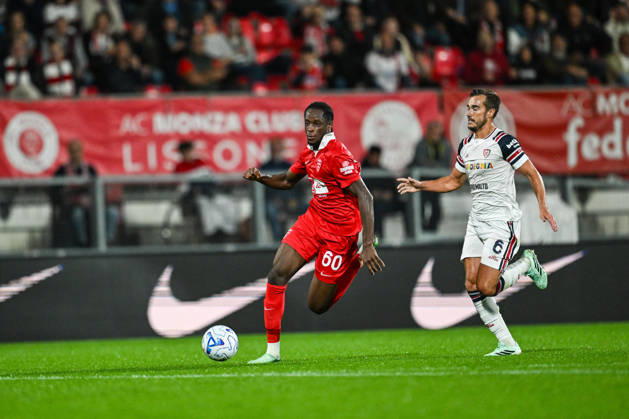 Eddy Kouadio of AC Monza scores a goal during the Serie A soccer match between AC Monza and Cagliari Calcio the Brianteo Stadium in Monza, north Italy - October 19, 2026. - Soccer.  Copyright: xTizianoxBallabio LaPressex