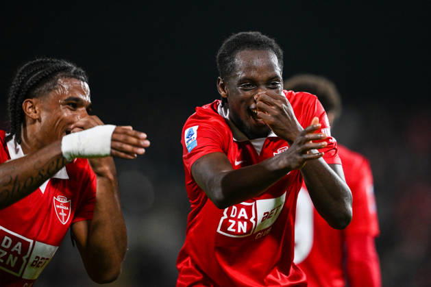 Eddy Kouadio of AC Monza celebrating after a goal during the Serie A soccer match between AC Monza and Cagliari Calcio the Brianteo Stadium in Monza, north Italy - October 19, 2026. - Soccer.  Copyright: xTizianoxBallabio LaPressex