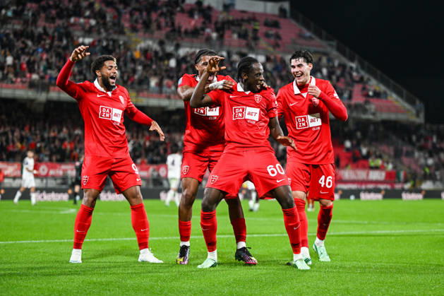 Eddy Kouadio of AC Monza celebrating after a goal during the Serie A soccer match between AC Monza and Cagliari Calcio the Brianteo Stadium in Monza, north Italy - October 19, 2026. - Soccer.  Copyright: xTizianoxBallabio LaPressex