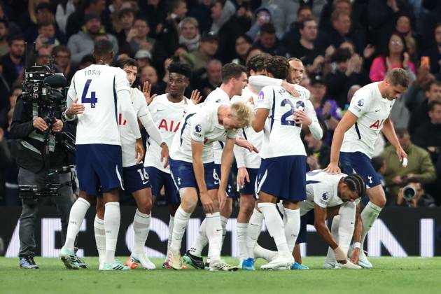 James Maddison of Tottenham Hotspur celebrates scoring his teams first goal with teammates Tottenham Hotspur v Coventry City, Premier League, Football, Tottenham Hotspur Stadium, London, UK, 19 10 2026, England - 19 Oct 2026London Tottenham Hotspur Stadium England United Kingdom EDITORIAL USE ONLY No use with unauthorised audio, video, data, fixture lists, club league logos or live services. Online in-match use limited to 120 images, no video emulation. No use in betting, games or single club league player publications. Copyright: xHanc WiredxPhotos Shutterstockx 17224973o