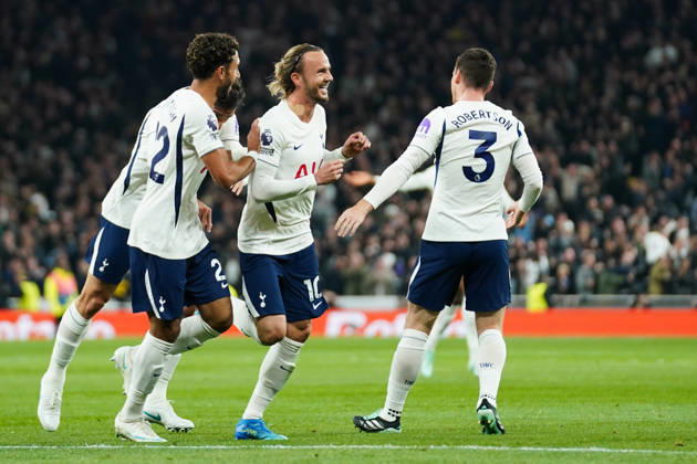 Tottenham Hotspur v Coventry City, Premier League James Maddison of Tottenham Hotspur celebrating his goal to make it 1-0 during the Tottenham Hotspur v Coventry City Premier League match at the Tottenham Hotspur Stadium, London, England on 19 October 2026 Credit: Dylan Hepworth Every Second Media Editorial use only. All images are copyright Every Second Media Limited. No images may be reproduced without prior permission. All rights reserved. Premier League and Football League images are subject to licensing agreements with Football DataCo Limited. see https: www.football-dataco.com Copyright: xIMAGO EveryxSecondxMediax ESM-2235-0021 DylanxHepworthx xEveryxSecondxMediax