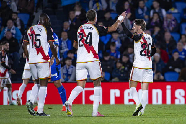 Getafe CF v Rayo Vallecano - La Liga EA Sports 2026 27 October 19, 2026, Estadio El Coliseum, Getafe, Madrid, Spain: Florian Lejeune and Ivan Balliu celebrate the goal of Alvaro Garcia for Rayo Vallecano during La Liga EA Sports match between Getafe and Rayo Vallecano at Estadio El Coliseum on October 19, 2026 in Madrid, Spain. Getafe Estadio Coliseum Madrid Spain Copyright: xAlejandroxMatiasxAcostax