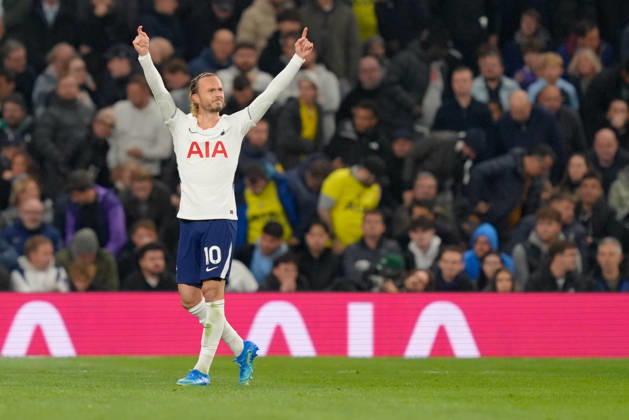 19th October 2026; Tottenham Hotspur Stadium, London, England; Premier League Football, Tottenham Hotspur versus Coventry City; James Maddison of Tottenham Hotspur celebrates to supporters after opening the scoring to make it 1-0 in the 14th minute TomxMajor
