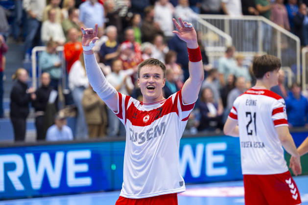 19.10.2026, 8. Spieltag der 2. Handball-Bundesliga, TuSEM Essen - TV Emsdetten. Max Neuhaus (TuSEM Essen) bejubelt den Sieg. Essen Am Hallo NRW Deutschland xRHR-FOTO DEx Copyright: DennisxEwert RHR-FOTOx RHR-FOTO DE