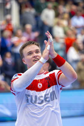 19.10.2026, 8. Spieltag der 2. Handball-Bundesliga, TuSEM Essen - TV Emsdetten. Max Neuhaus (TuSEM Essen) bejubelt den Sieg. Essen Am Hallo NRW Deutschland xRHR-FOTO DEx Copyright: DennisxEwert RHR-FOTOx RHR-FOTO DE