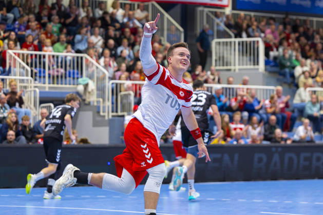 19.10.2026, 8. Spieltag der 2. Handball-Bundesliga, TuSEM Essen - TV Emsdetten. Max Neuhaus (TuSEM Essen) jubelt. Essen Am Hallo NRW Deutschland xRHR-FOTO DEx Copyright: DennisxEwert RHR-FOTOx RHR-FOTO DE