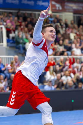 19.10.2026, 8. Spieltag der 2. Handball-Bundesliga, TuSEM Essen - TV Emsdetten. Max Neuhaus (TuSEM Essen) jubelt. Essen Am Hallo NRW Deutschland xRHR-FOTO DEx Copyright: DennisxEwert RHR-FOTOx RHR-FOTO DE