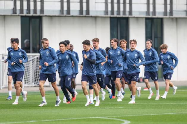 Club s players and +pictured during a training session of Belgian soccer team Club Brugge KV, Tuesday 20 October 2026 in Knokke-Heist. Club is preparing for the third game in the UEFA Champions League league phase against French team Racing Club de Lens tomorrow. BRUNOxFAHY  x190372821x