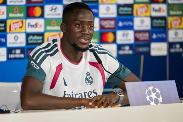 Real Madrid CF Training Session And press conference, PK, Pressekonferenz - UEFA Champions League 2026 27 League Phase MD3 MADRID, SPAIN - OCTOBER 20: Ibrahima Konate of Real Madrid CF is seen speaking during the press conference on day ahead of the UEFA Champions League 2026 27 League Phase MD3 at Ciudad Real Madrid on October 20, 2026 in Valdebebas, Spain. Valdebebas Ciudad Real Madrid Madrid Spain Copyright: xAlbertoxGardinx AGardin_20261020_Rea_Mad_Press_0342
