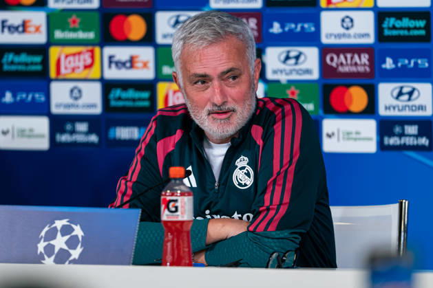 IPA89948956 - MADRID, SPAIN - OCTOBER 20: Jose Mourinho, head coach of Real Madrid CF, speaks during the press conference, PK, Pressekonferenz on the day before Matchday 3 of the 2026 27 UEFA Champions League group stage at Ciudad Real Madrid on October 20, 2026, in Madrid, Spain. during Real Madrid - Training and Press Conference, a UEFA Champions League soccer match in Madrid, Spain, on October 20, 2026 Copyright: xTomasxGarrido IPAxSportx xx IPA89948956 IPA89948956