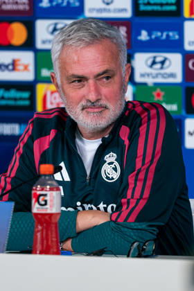 SOCCER - UEFA Champions League - Real Madrid - Training and press conference, PK, Pressekonferenz Photo by IPA ABACAPRESS.COM89948958 - MADRID, SPAIN - OCTOBER 20: Jose Mourinho, head coach of Real Madrid CF, speaks during the press conference on the day before Matchday 3 of the 2026 27 UEFA Champions League group stage at Ciudad Real Madrid on October 20, 2026, in Madrid, Spain. during Real Madrid - Training and Press Conference, a UEFA Champions League soccer match in Madrid, Spain, on October 20, 2026 Madrid Spain Copyright: xIPAxSport ABACAx
