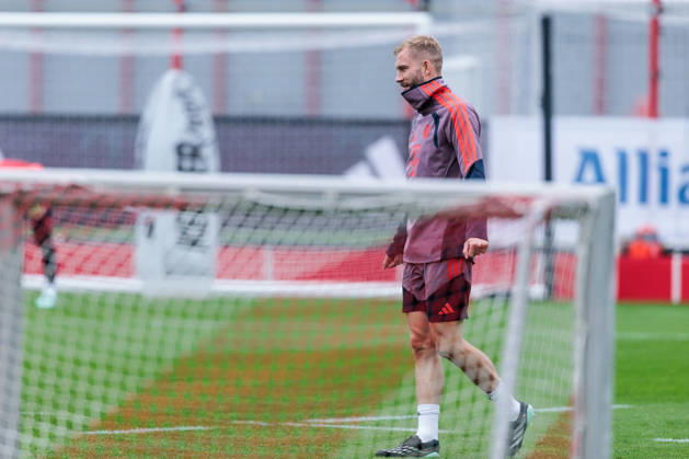 MUNICH, GERMANY - OCTOBER 20: Konrad Laimer (FC Bayern Muenchen, 27) during the training session before the UEFA Champions League match between FC Bayern Muenchen vs. Arsenal FC at Trainingsgelaende an der Saebener Str on October 20, 2026 in Munich, Germany. Bavaria Germany Copyright: xSteffiexWunderlx