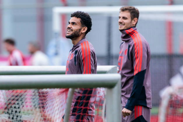 MUNICH, GERMANY - OCTOBER 20: Luis Diaz (FC Bayern Muenchen, 14) during the training session before the UEFA Champions League match between FC Bayern Muenchen vs. Arsenal FC at Trainingsgelaende an der Saebener Str on October 20, 2026 in Munich, Germany. Bavaria Germany Copyright: xSteffiexWunderlx