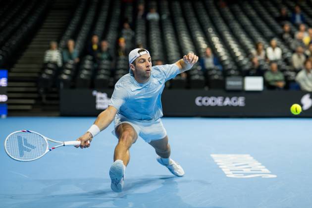 Tallon Griekspoor of the Netherlands pictured in action during the European Open ATP, Tennis Herren tennis tournament in Brussels, on Tuesday 20 October. This year s edition of the tournament is taking place from 17 to 25 October JASPERxJACOBS  x190378638x