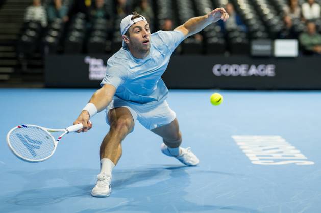 Tallon Griekspoor of the Netherlands pictured in action during the European Open ATP, Tennis Herren tennis tournament in Brussels, on Tuesday 20 October. This year s edition of the tournament is taking place from 17 to 25 October JASPERxJACOBS  x190378653x