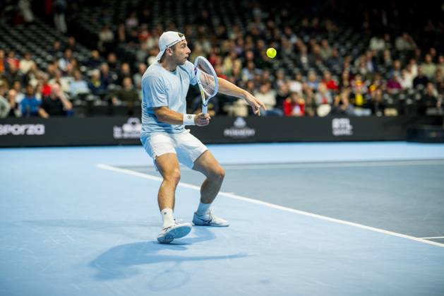 Tallon Griekspoor of the Netherlands pictured in action during the European Open ATP, Tennis Herren tennis tournament in Brussels, on Tuesday 20 October. This year s edition of the tournament is taking place from 17 to 25 October JASPERxJACOBS  x190378660x