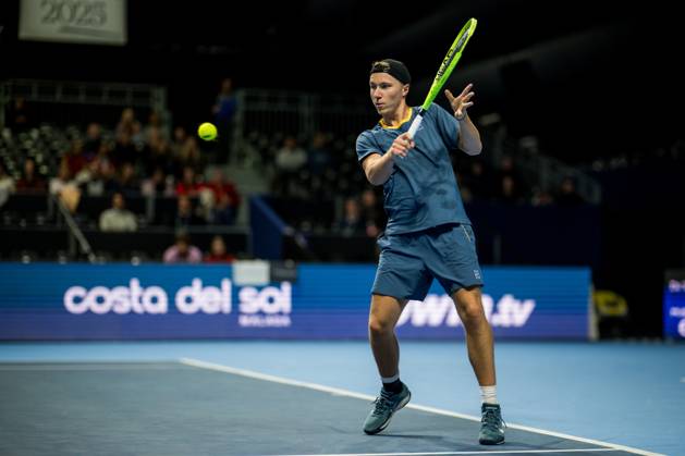 Max Schoenhaus of Germany pictured in action during the European Open ATP, Tennis Herren tennis tournament in Brussels, on Tuesday 20 October. This year s edition of the tournament is taking place from 17 to 25 October JASPERxJACOBS  x190378681x