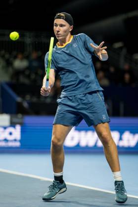 Max Schoenhaus of Germany pictured in action during the European Open ATP, Tennis Herren tennis tournament in Brussels, on Tuesday 20 October. This year s edition of the tournament is taking place from 17 to 25 October JASPERxJACOBS  x190378686x