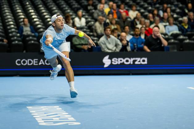 Tallon Griekspoor of the Netherlands pictured in action during the European Open ATP, Tennis Herren tennis tournament in Brussels, on Tuesday 20 October. This year s edition of the tournament is taking place from 17 to 25 October JASPERxJACOBS  x190378797x