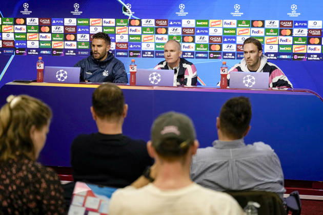 Soccer, Champions League 2026–2027 Press Conference for Aston Villa vs. Viking, Birmingham, England, October 20, 2026 Viking coaches Morten Jensen and Gianni Stensness during a press conference, on the day of the Champions League soccer match between Aston Villa and Viking at Villa Park in Birmingham. Photo: Beate Oma Dahle, NTB, Birmingham, England. EDITORIAL USE ONLY. RESTRICTED USE FOR BETTING COMPANIES.  Copyright: xBeatexOmaxDahlex xNTBx