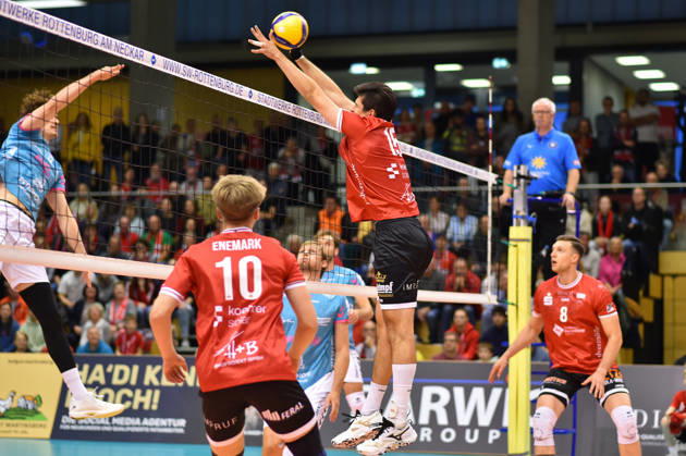 im Block: Philipp Friedrich (TV Rottenburg, 15) TV Rottenburg vs. SWD powervolleys Dueren, Volleyball, 1. Bundesliga Maenner, 1. Spieltag, Spiel 1006, Spielzeit 2026 2027, 20.10.2026, TV Rottenburg vs. SWD powervolleys Dueren, Volleyball, 1. Bundesliga Maenner, 1. Spieltag, Spiel 1006, Spielzeit 2026 2027, 20.10.2026 Rottenburg Copyright: xEibner-Pressefoto RalphxKunzex EP_RKE