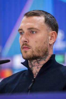 RB Leipzig Training Session And press conference, PK, Pressekonferenz - UEFA Champions League 2026 27 League Phase MD3 MADRID, SPAIN - OCTOBER 20: David Raum of RB Leipzig speaks during the press conference on day ahead of the UEFA Champions League 2026 27 League Phase MD3 at Estadio Bernabeu on October 20, 2026 in Madrid, Spain. Madrid Estadio Bernabeu Madrid Spain Copyright: xAlbertoxGardinx AGardin_20261020_Leipzig_Press_0100