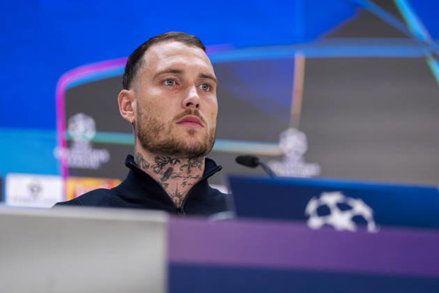 RB Leipzig Training Session And press conference, PK, Pressekonferenz - UEFA Champions League 2026 27 League Phase MD3 MADRID, SPAIN - OCTOBER 20: David Raum of RB Leipzig speaks during the press conference on day ahead of the UEFA Champions League 2026 27 League Phase MD3 at Estadio Bernabeu on October 20, 2026 in Madrid, Spain. Madrid Estadio Bernabeu Madrid Spain Copyright: xAlbertoxGardinx AGardin_20261020_Leipzig_Press_0102