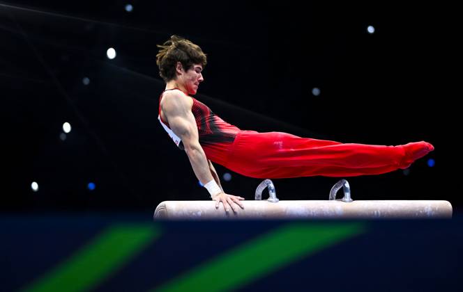 Netherlands Artistic Gymnastics World Championships 9269178 20.10.2026 Savelii Sieedin of Team World Gymnastics Neutral Athletes 2 competes on the pommel horse during the men s team final of the 2026 World Artistic Gymnastics Championships in Rotterdam, the Netherlands. Alexey Filippov Sputnik Rotterdam Netherlands  Copyright: xAlexeyxFilippovx