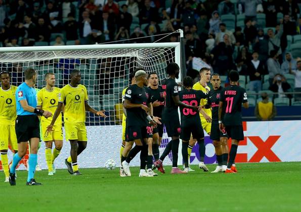 Sabah FC v Borussia Dortmund - UEFA Champions League BAKU, AZERBAIJAN - OCTOBER 20: Players of Sabah FC celebrate after a goal during UEFA Champions League week 3 football match between Sabah FC and Borussia Dortmund at Baku Olympic Stadium in Baku, Azerbaijan on October 20, 2026. Resul Rehimov Anadolu Baku Azerbaijan. Editorial use only. Please get in touch for any other usage.  Copyright: x2026xAnadoluxResulxRehimovx