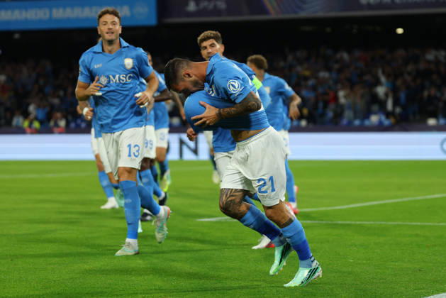 Napoli’s Matteo Politano celebrates after scoring goal 1-0 during the UEFA Champions League football match between Napoli vs Bodo Glimt - Champions League 2026 2027 - Diego Armando Maradona stadium October 20, 2026 Naples, Italy soccer  Copyright: xAlessandroxGarofalo LaPressex