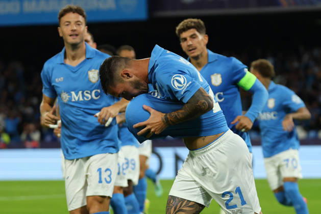 Napoli’s Matteo Politano celebrates after scoring goal 1-0 during the UEFA Champions League football match between Napoli vs Bodo Glimt - Champions League 2026 2027 - Diego Armando Maradona stadium October 20, 2026 Naples, Italy soccer  Copyright: xAlessandroxGarofalo LaPressex