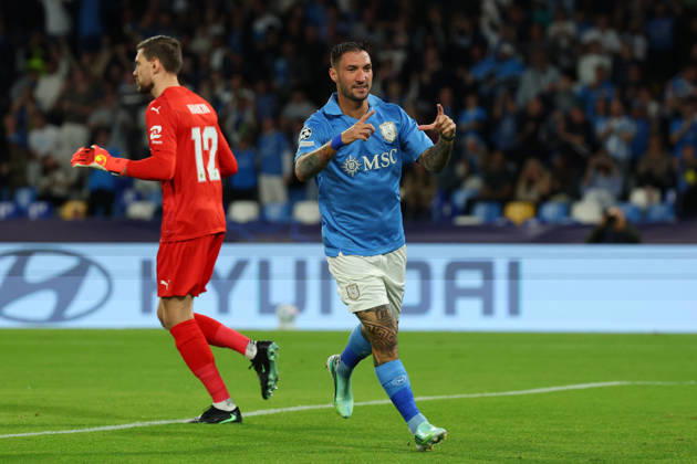 Napoli’s Matteo Politano celebrates after scoring goal 1-0 during the UEFA Champions League football match between Napoli vs Bodo Glimt - Champions League 2026 2027 - Diego Armando Maradona stadium October 20, 2026 Naples, Italy soccer  Copyright: xAlessandroxGarofalo LaPressex