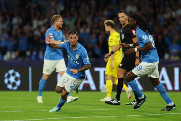Napoli’s Matteo Politano celebrates after scoring goal 1-0 during the UEFA Champions League football match between Napoli vs Bodo Glimt - Champions League 2026 2027 - Diego Armando Maradona stadium October 20, 2026 Naples, Italy soccer  Copyright: xAlessandroxGarofalo LaPressex