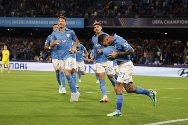 Champions League match SSC Napoli vs Bodo Glimt Napoli s Italian forward Matteo Politano celebrates after scoring a goal of 1-0 during the Uefa champions league match between SSC Napoli vs Bodo Glimt at the Diego Armando Maradona Stadium in Naples on October 20, 2026. ABP13156 Copyright: xAntonioxBalascox