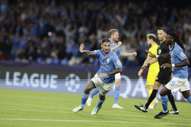 Champions League match SSC Napoli vs Bodo Glimt Napoli s Italian forward Matteo Politano celebrates after scoring a goal of 1-0 during the Uefa champions league match between SSC Napoli vs Bodo Glimt at the Diego Armando Maradona Stadium in Naples on October 20, 2026. _BPH0947 Copyright: xAntonioxBalascox