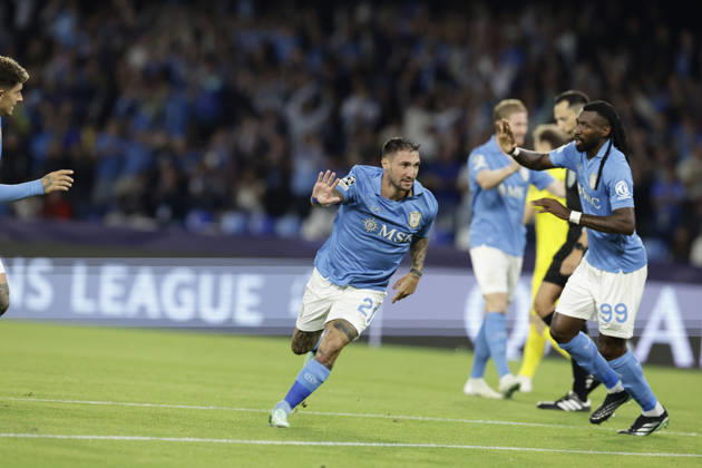 Champions League match SSC Napoli vs Bodo Glimt Napoli s Italian forward Matteo Politano celebrates after scoring a goal of 1-0 during the Uefa champions league match between SSC Napoli vs Bodo Glimt at the Diego Armando Maradona Stadium in Naples on October 20, 2026. _BPH0957 Copyright: xAntonioxBalascox