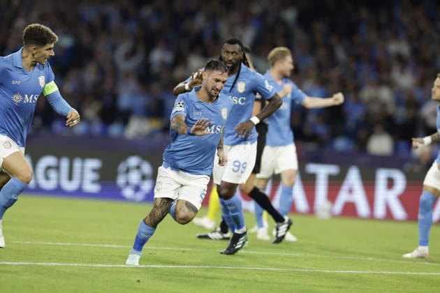 Champions League match SSC Napoli vs Bodo Glimt Napoli s Italian forward Matteo Politano celebrates after scoring a goal of 1-0 during the Uefa champions league match between SSC Napoli vs Bodo Glimt at the Diego Armando Maradona Stadium in Naples on October 20, 2026. _BPH0966 Copyright: xAntonioxBalascox