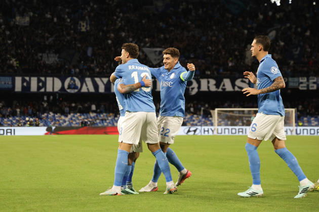 Champions League match SSC Napoli vs Bodo Glimt Napoli s Italian forward Matteo Politano celebrates after scoring a goal of 1-0 during the Uefa champions league match between SSC Napoli vs Bodo Glimt at the Diego Armando Maradona Stadium in Naples on October 20, 2026. ABP13272 Copyright: xAntonioxBalascox