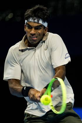 Nishesh Basavareddy of the United States pictured in action during the European Open ATP, Tennis Herren tennis tournament in Brussels, on Tuesday 20 October. This year s edition of the tournament is taking place from 17 to 25 October JASPERxJACOBS x190421378x