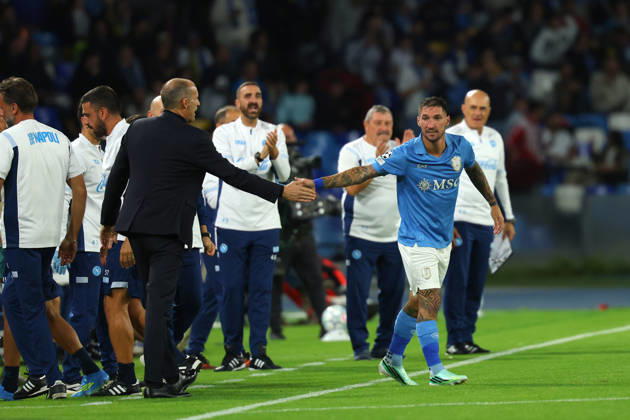 Napoli’s Matteo Politano celebrates after scoring goal 1-0 during the UEFA Champions League football match between Napoli vs Bodo Glimt - Champions League 2026 2027 - Diego Armando Maradona stadium October 20, 2026 Naples, Italy soccer  Copyright: xAlessandroxGarofalo LaPressex